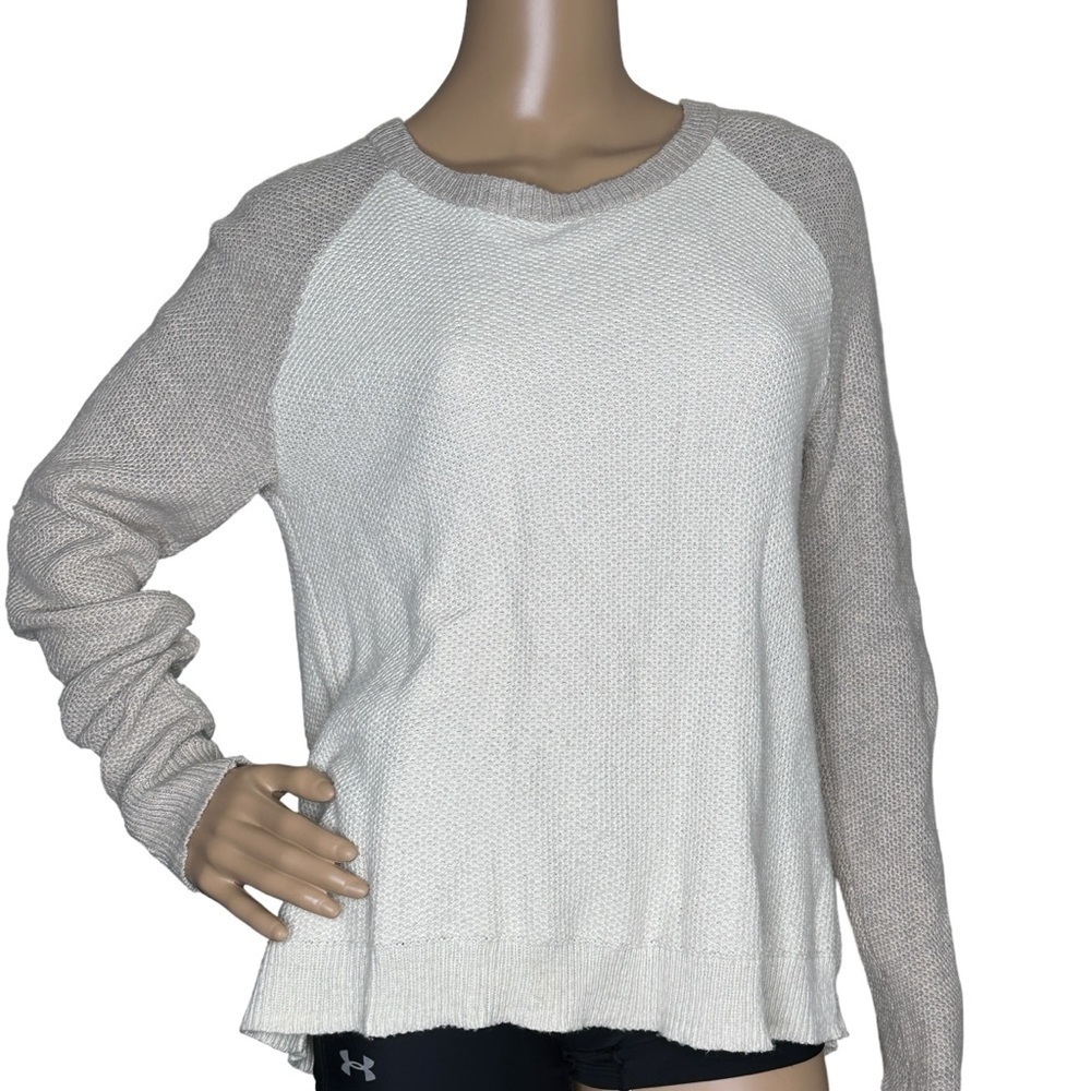 Madewell cream and tan open back sweater Medium